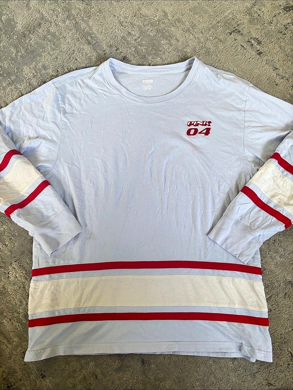 Victoria's Secret Color Block Long Sleeve Tee White Medium